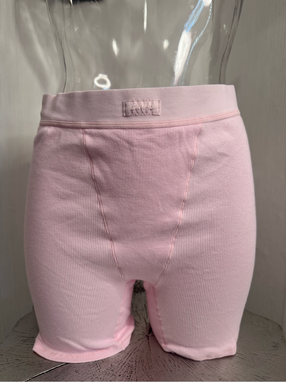 SKIMS. SET OF TWO! Cotton Rib Boxer Shorts. Pink.  Black. Large. - Picture 2 of 5